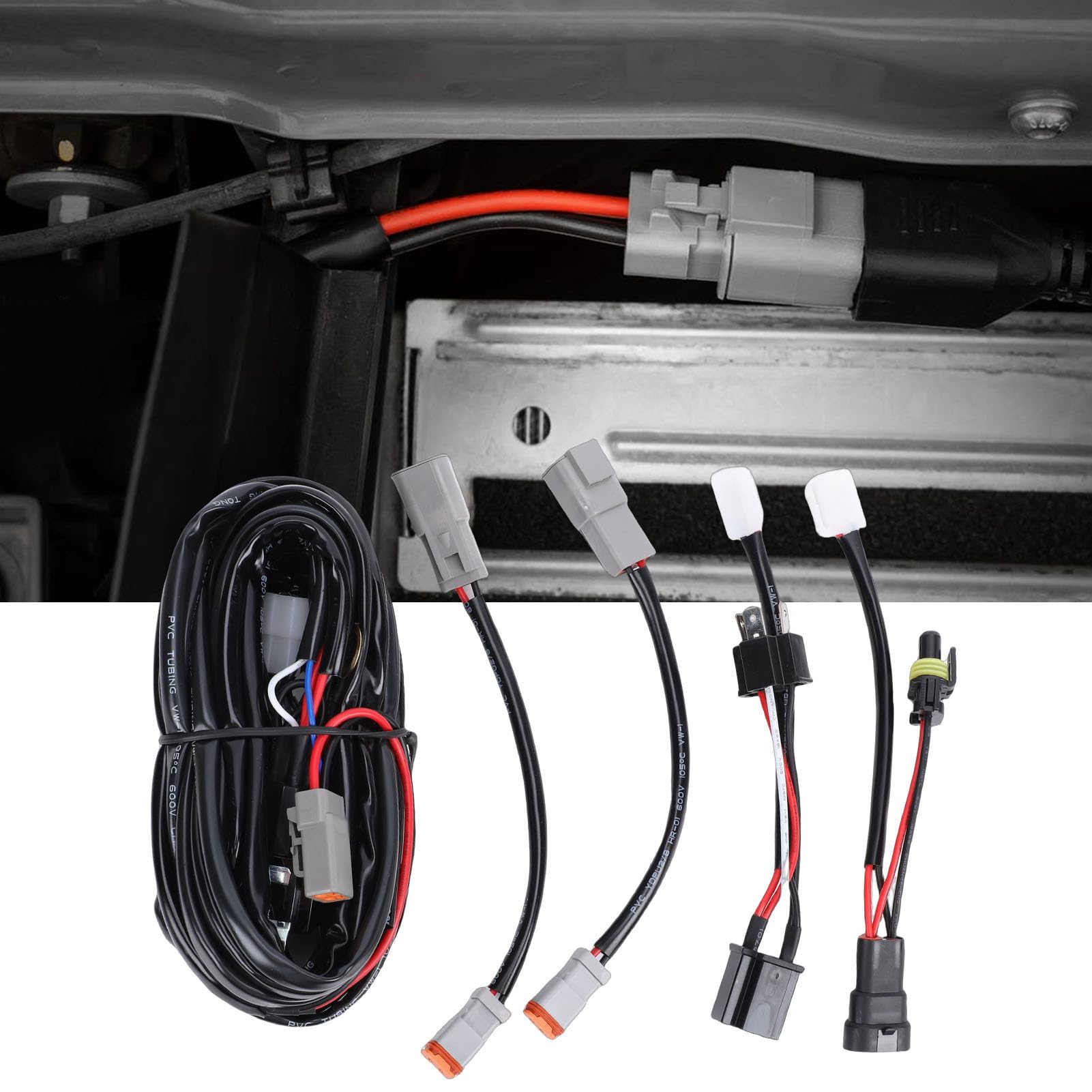 Tissting Kit Cableado Luces Altas Conector Doble - Kit Cableado Vehículos, Camiones, SUV, Pickup, Motocicletas, Instalación Sencilla