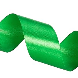 YASEO 1 1/2 Inch Green Solid Satin Ribbon, 50 Yards Craft Fabric Ribbon for Gift Wrapping Floral Bouquets Wedding Party Decoration
