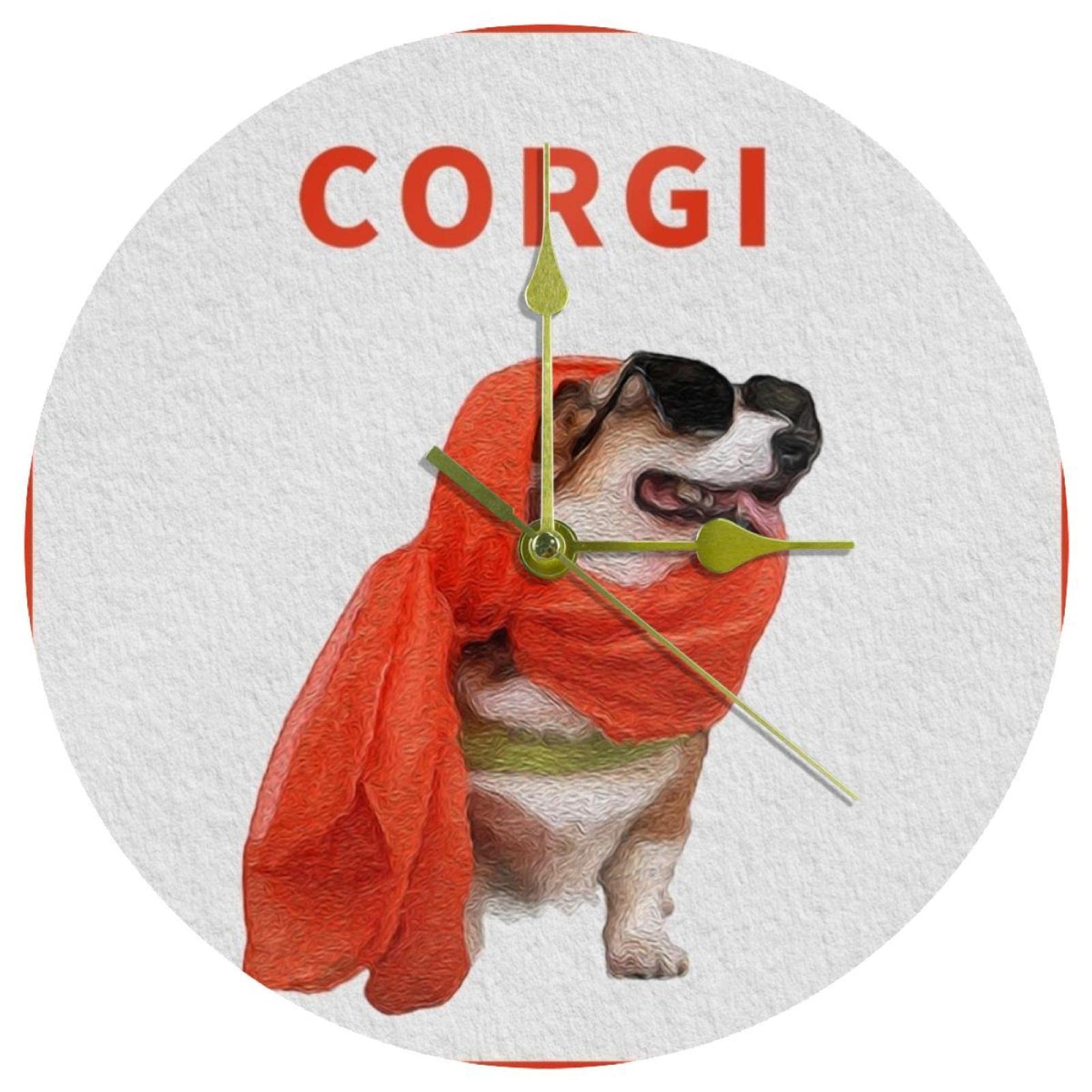 Horloge murale Corgi décorative pour chambre d'enfant et bureau