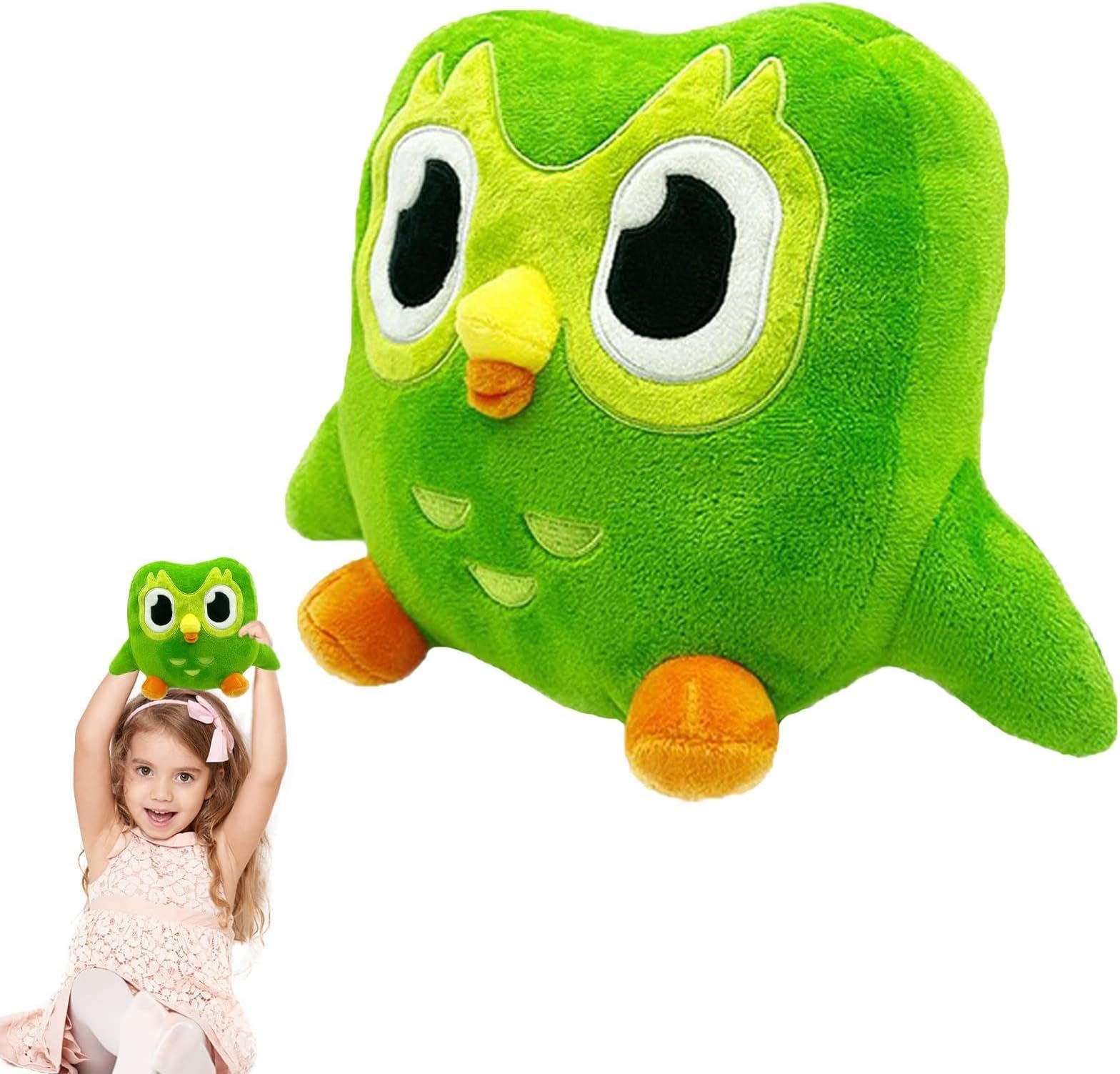 SmileshineyGreen Owl Plush Toy - 20 * 15cm Duolingo Owl Plush Toy,Soft Owl Stuffed Animal Cuddly Toy,Duolingo Owl Plush Toys,Stuffed Duo Calming Doll Throw Pillow Cartoon Doll Soft Toys