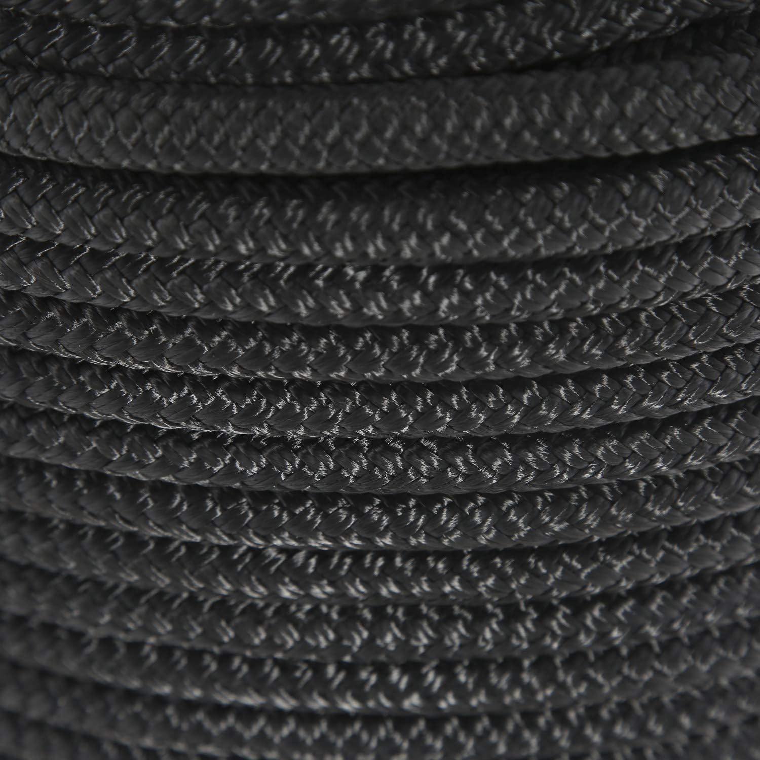 NovelBee 1/2 Inch X 600 Feet Double Braid Nylon Anchor Line with Stainless Steel Thimble and Wood Chuck (Black)