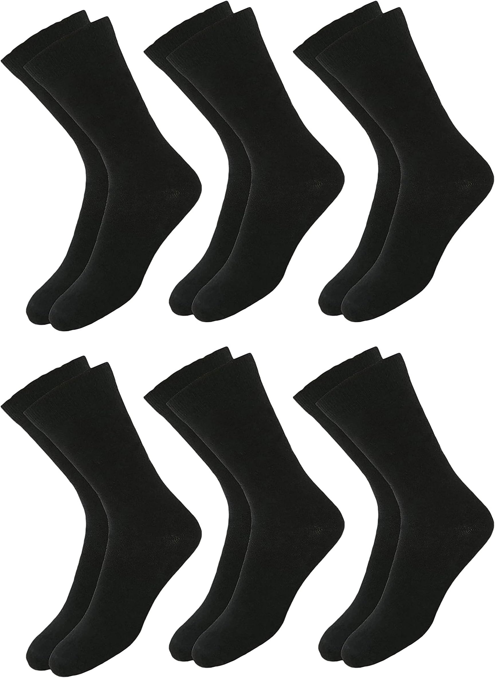Cotson Calf Length, Full Length, High Length Pure Cotton Plain Solid Black Color Formal Socks For Men and Boys - Pack of 6 Pairs, Free Size