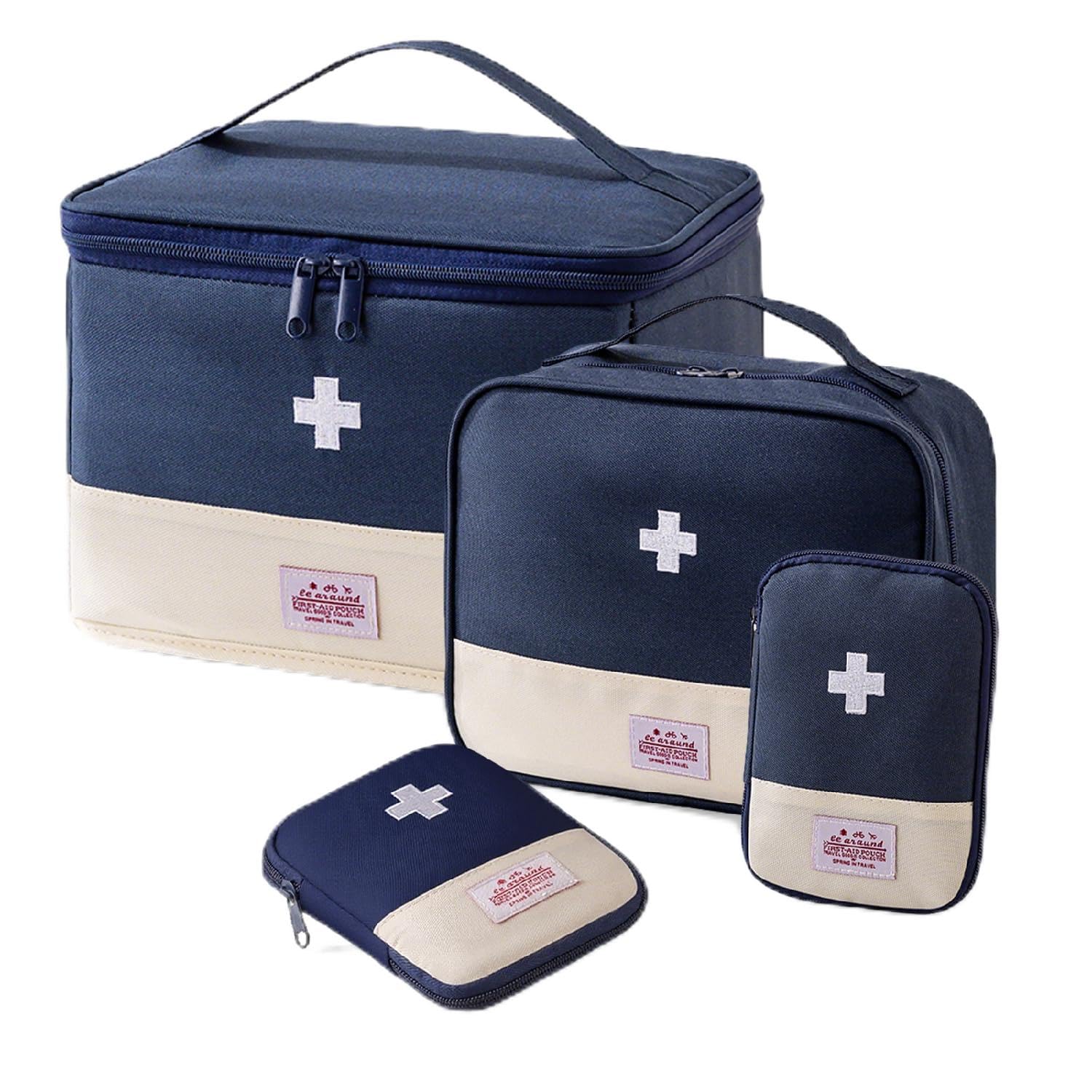 MIDINGCHA Boite Pharmacie, Set De 4 Trousse de Secours Vide, Boite Medicaments avec Compartiments, Rangement pour Maison, Bureau, Voyages