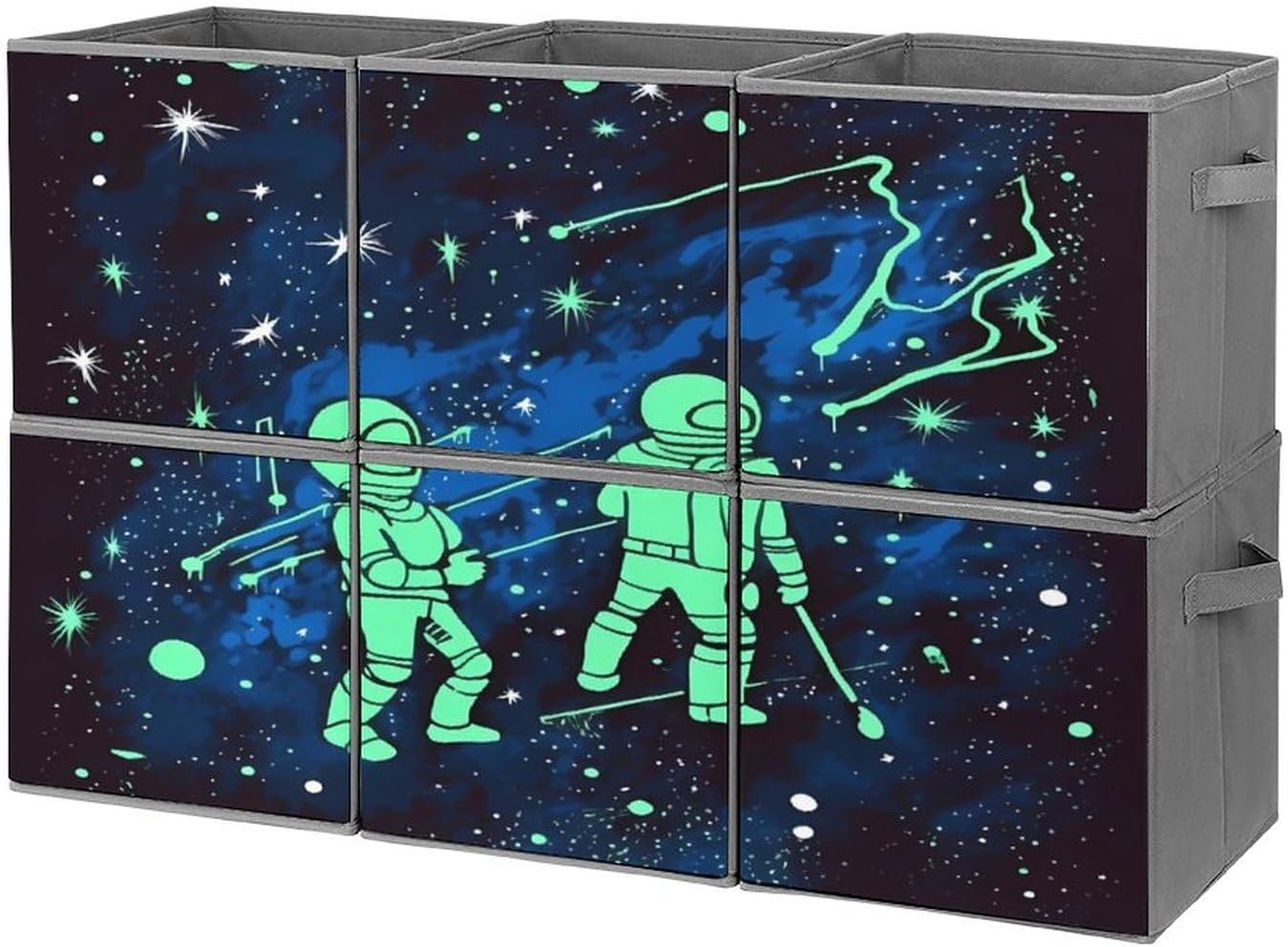 Multi Use Organizer Bins, Glow In The Dark Printed Storage Bins, Foldable Storage Baskets Are Suitable For Bedrooms, Offices, And Cars