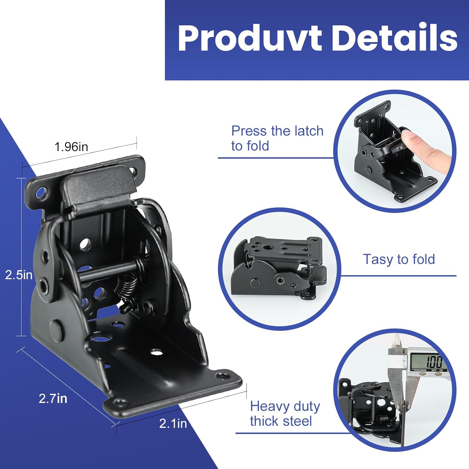 8 Pack 90 Degrees Folding Table Legs Brackets, Lock Extension Support Bracket Heavy Duty Folding Brackets, Black Baking Paint Foldable Self-Lock Hinges with Screw for Table Chair Bed Leg Feet