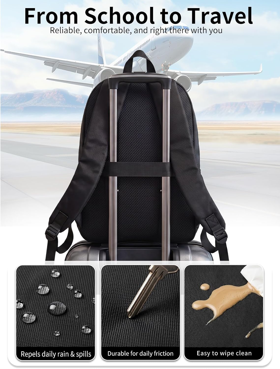 Black Backpack Women Men Casual School