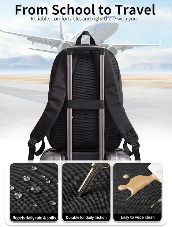 Black Backpack for Women Men, Casual School Backpack Teen Boys and Girls,15.6 Inch Laptop Bookbag for College High School Teenage Back to School Gifts