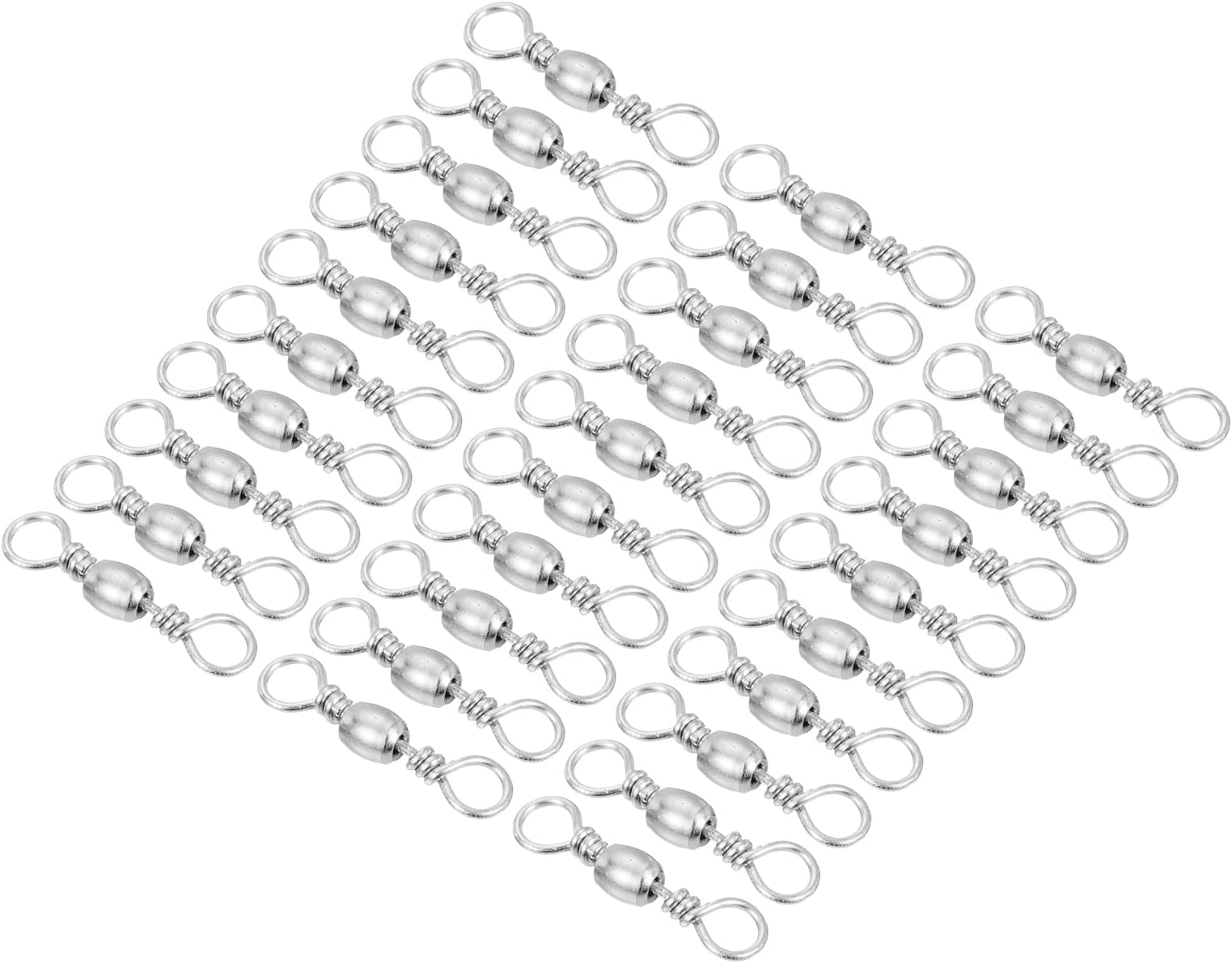 Fishing Barrel Swivel, 30Pcs 33lb Carbon Steel Solid Ring Terminal Tackle, Silver