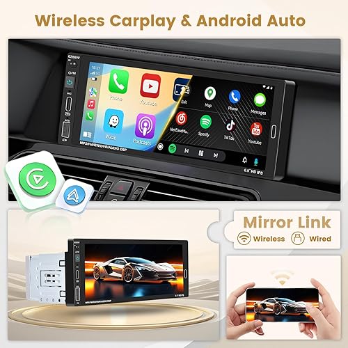 Miniatura 2 de Radio estéreo para automóvil de 6.86 pulgadas con pantalla táctil HD con control de voz Bluetooth 5.0, radio FM EQ SWC, receptor de audio para