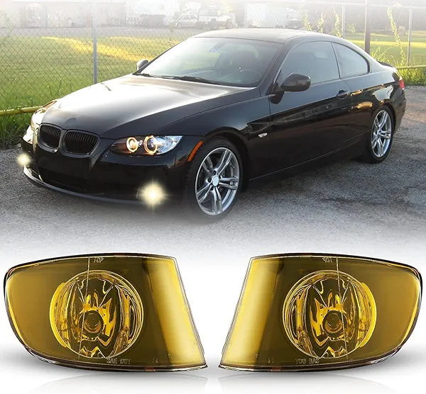 TULALUX Fog Lights for BMW E92 E93 (323i Sedan, 328i 335i 335is Convertible, 328i 328xi 335i 335xi 335is Coupe, 335i xDrive Sedan), All w/o M-Package Bumper, 3 Series Lamps, 2007-2011 (Yellow Lens)
