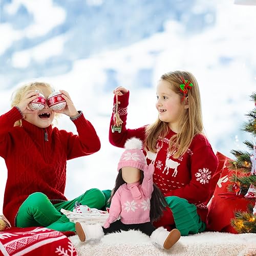 Miniatura 9 de Bencailor Ropa y accesorios de muñeca de Navidad de 18 pulgadas, conjunto de trajes de invierno, suéteres, pantalones, sombreros, zapatos, guantes