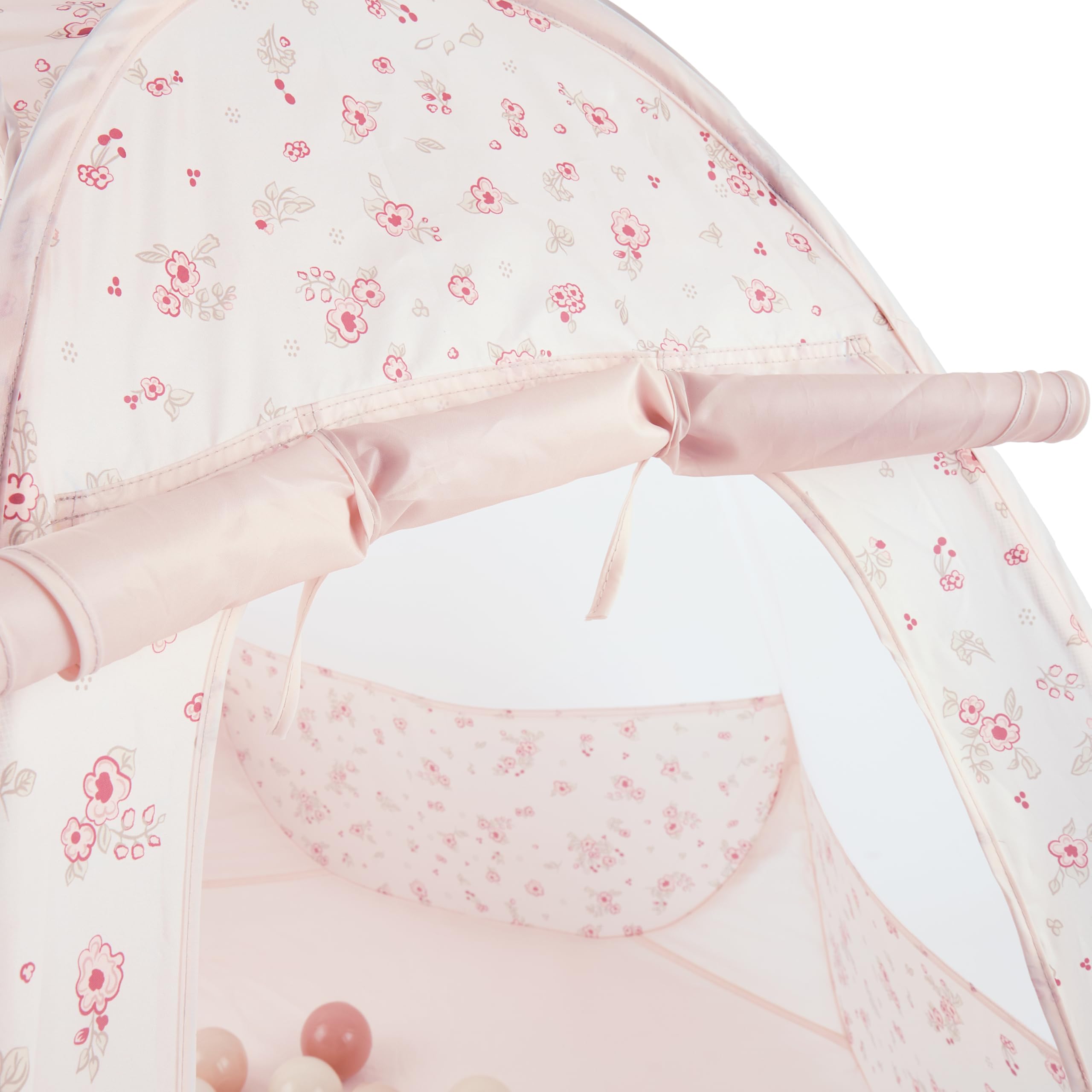 Bieco Namiot dziecięcy i basen z piłkami Pop up Dreamy Flowers z 50 piłkami | Namiot księżniczki dla dzieci | Namiot do zabawy dla dziewczynek