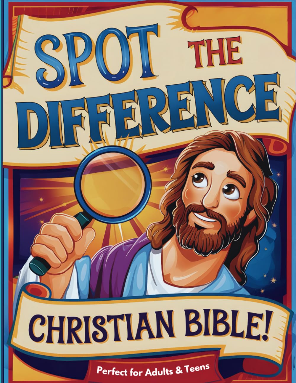 Spot the Difference: Christian Bible Activity Book – Brain Challenge for Seniors, Adults, & Teens: 55 Beautiful Illustrations – Large Print & Full-Color Pages (Spot the Difference World)