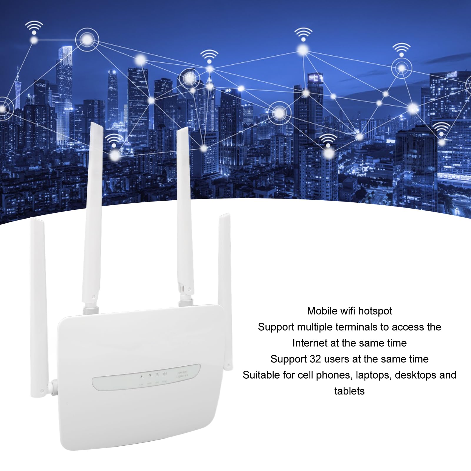 GOWENIC Router WiFi 4G LTE con Slot per Scheda SIM, Modem Router con Antenne Esterne Porta LAN WAN e Hotspot WiFi, Supporta 32 Utenti (Spina Europea)