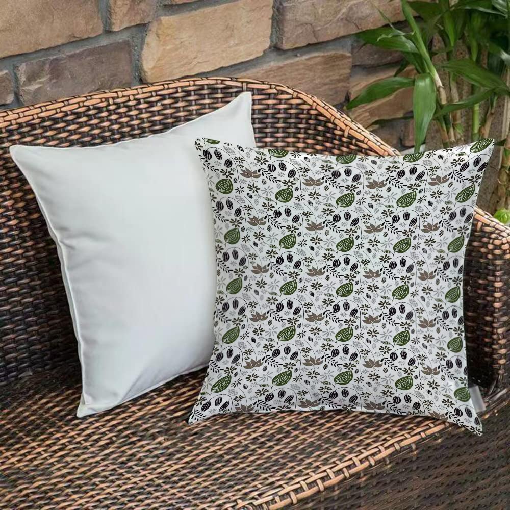 Pillowcase 45x45 cm - Soft and Comfortable Microfiber Pillowcase Protectors,Floral,Botanical Petals Field Foliage Branches Flowers Fern Flourishing N,Anti Bed Bug and Dust Mite Proof Pillow Encasement