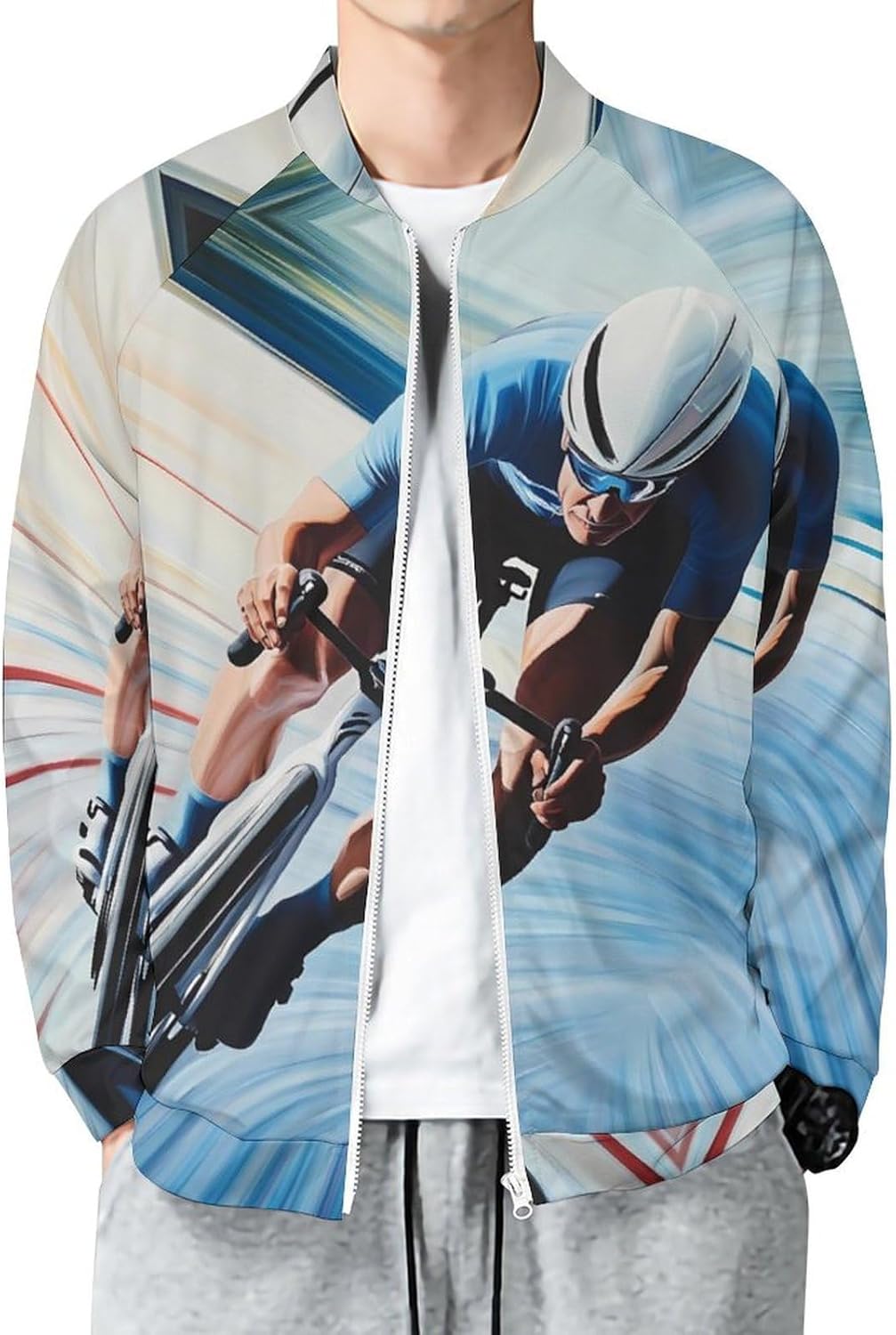 Racing Riding Men's Zip Up Sweatshirt Casual Sweater Jackets Long Sleeve Tops Lightweight Coat