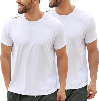 Mens Rash Guard Swim Shirts UPF 50+ Short Sleeve Fishing Quick Dry Beach-Recommended Larger one