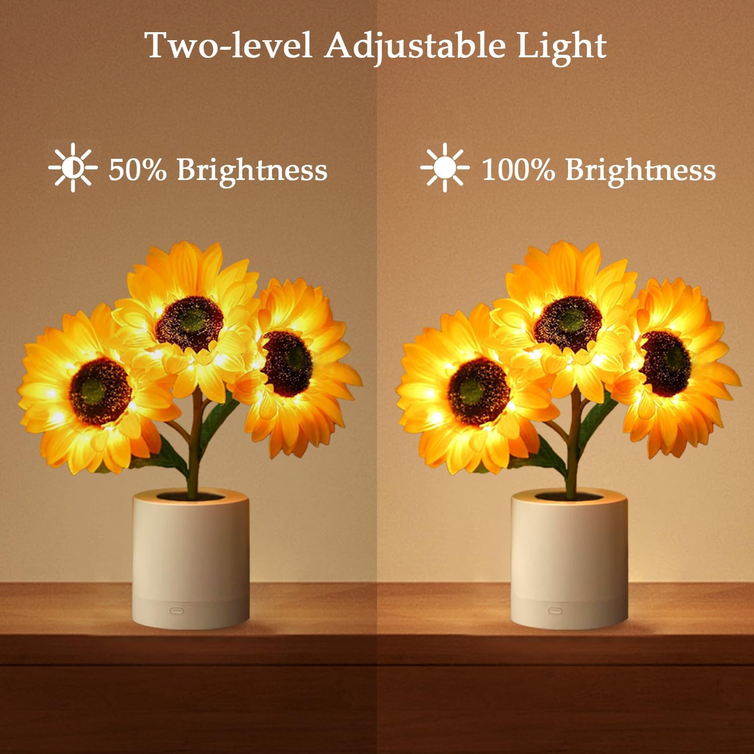 Lifnatty Sunflower Lamp Gifts for Women, Mother’s Day Birthday Gifts for Women, Mom, Sister, Girlfriend, Rechargeable Flower Lamp Night Light, Dimming Table Lamp, Anniversary Bedroom Decor