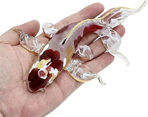 Miniatura 11 de WitnyStore Figura artística de cristal soplado de pez carpa Koi negra transparente de 5½ pulgadas, estatua premium soplada a mano, decoración