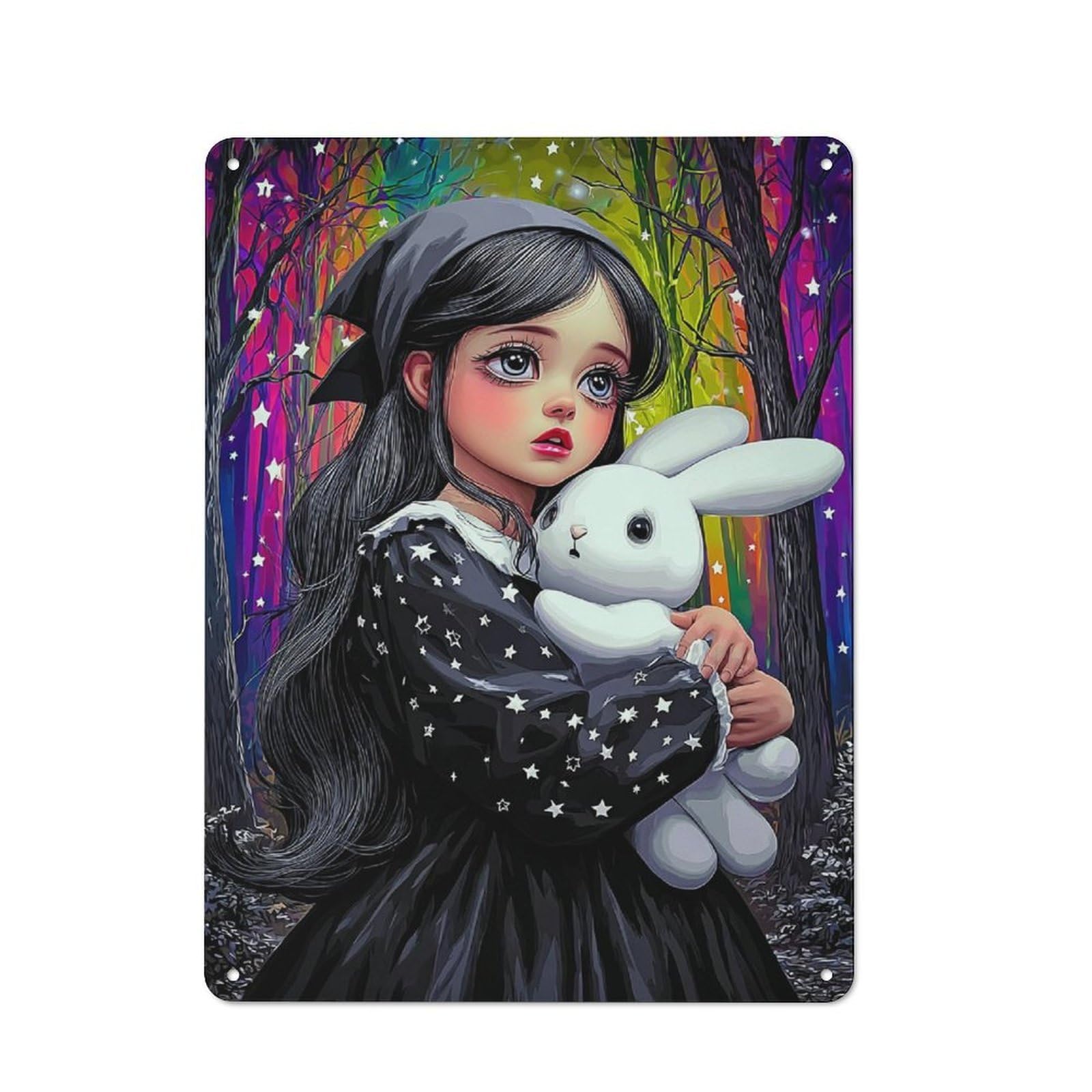 Junmoney Enchanted Forest With Starry Dress Loft Style Metal Wall Decor 40X30cm, Decorative Metal Plaque For Loft, Studio, Office Or Creative Room