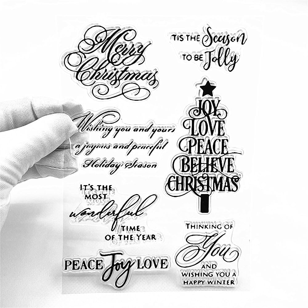 12pcs Christmas Snowflake Lace Pattern Clear Stamps House Flower Grid Lace Transparent Seal Clear Stamps for Holiday Card Making Decoration and DIY Scrapbooking Album DIY Crafts