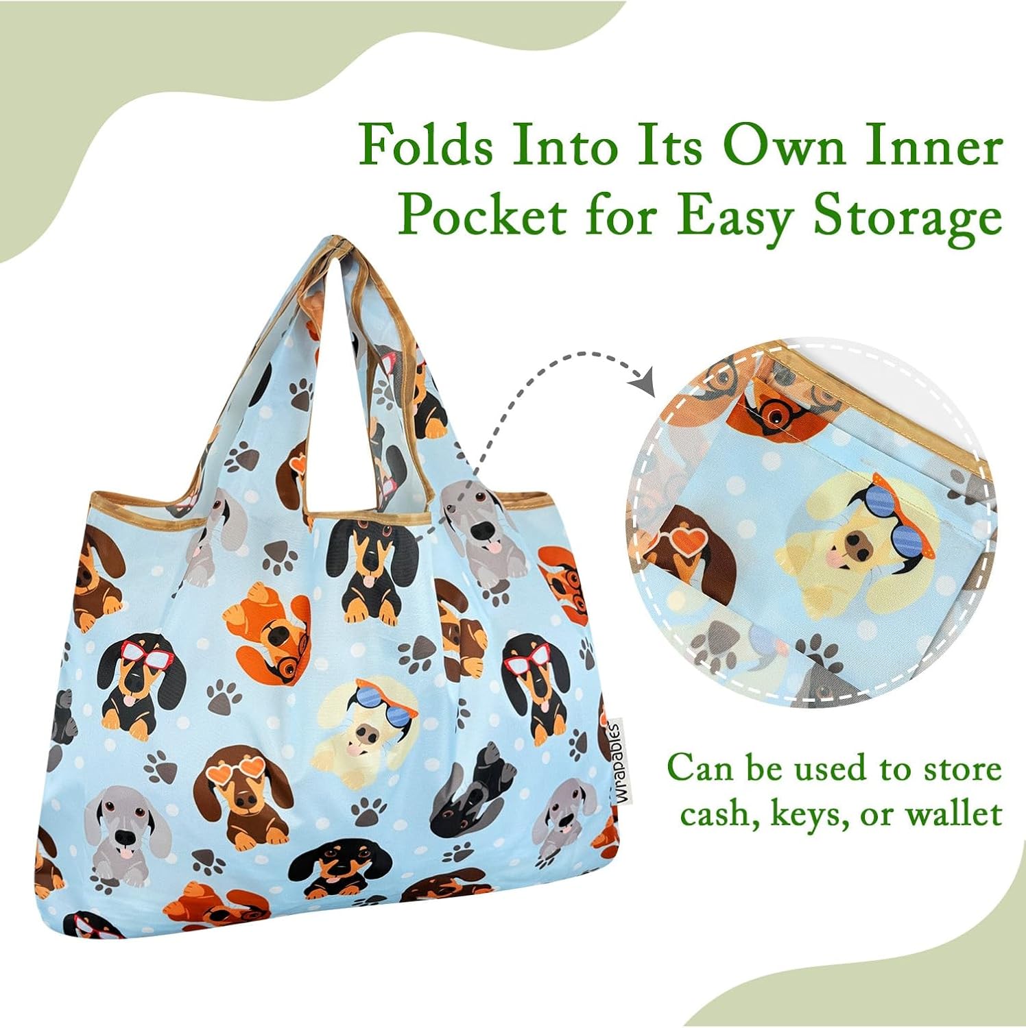 allydrew Large Foldable Tote Nylon Reusable Grocery Bags - Image 5