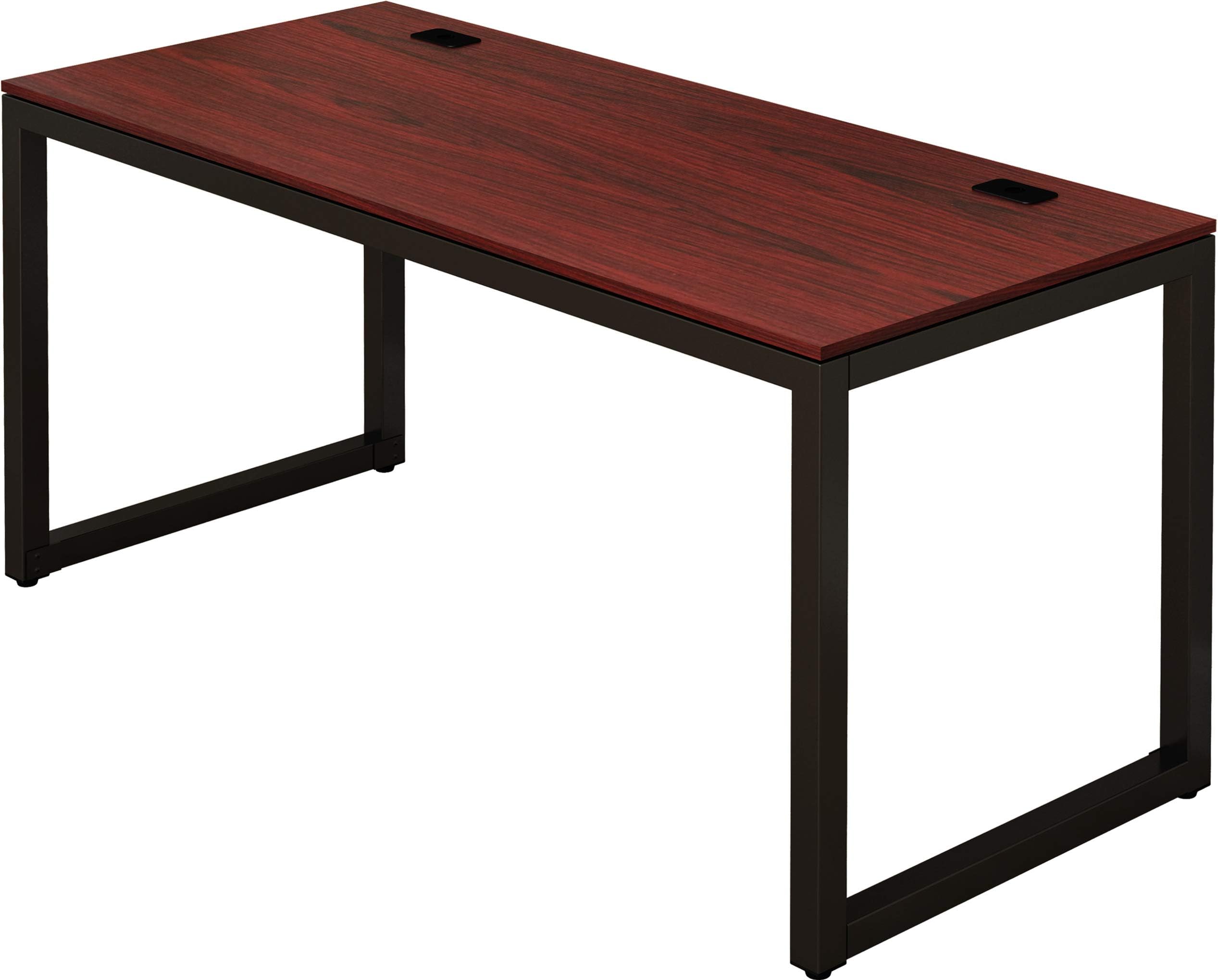 SHWHome Office 55-Inch Large Computer Desk, 24" Deep, Black/Cherry