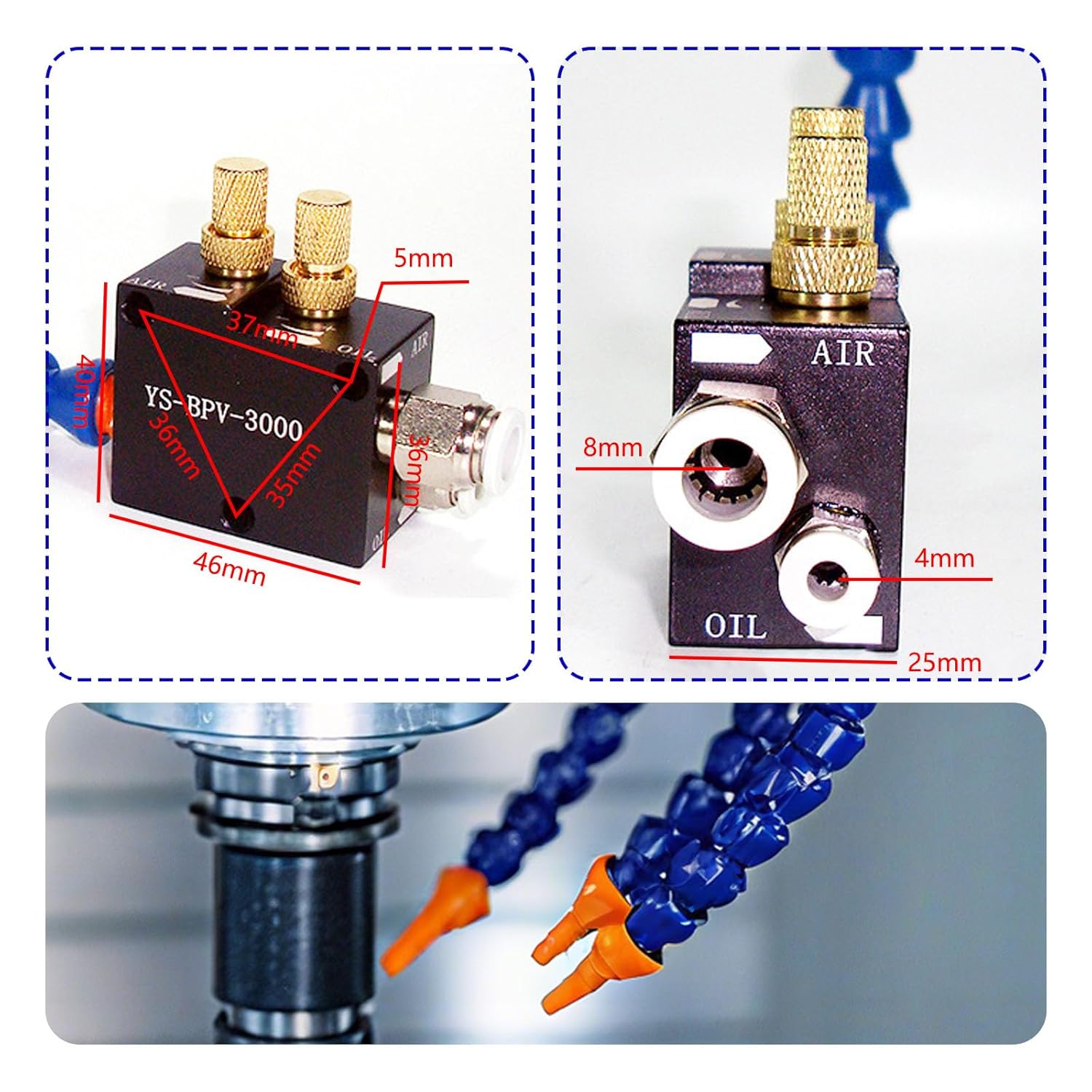 Upgrade Version Mist Coolant Lubrication Spray System for Metal Cutting Engraving Cooling Sprayer Machine for Air Pipe CNC Lathe Milling Drill