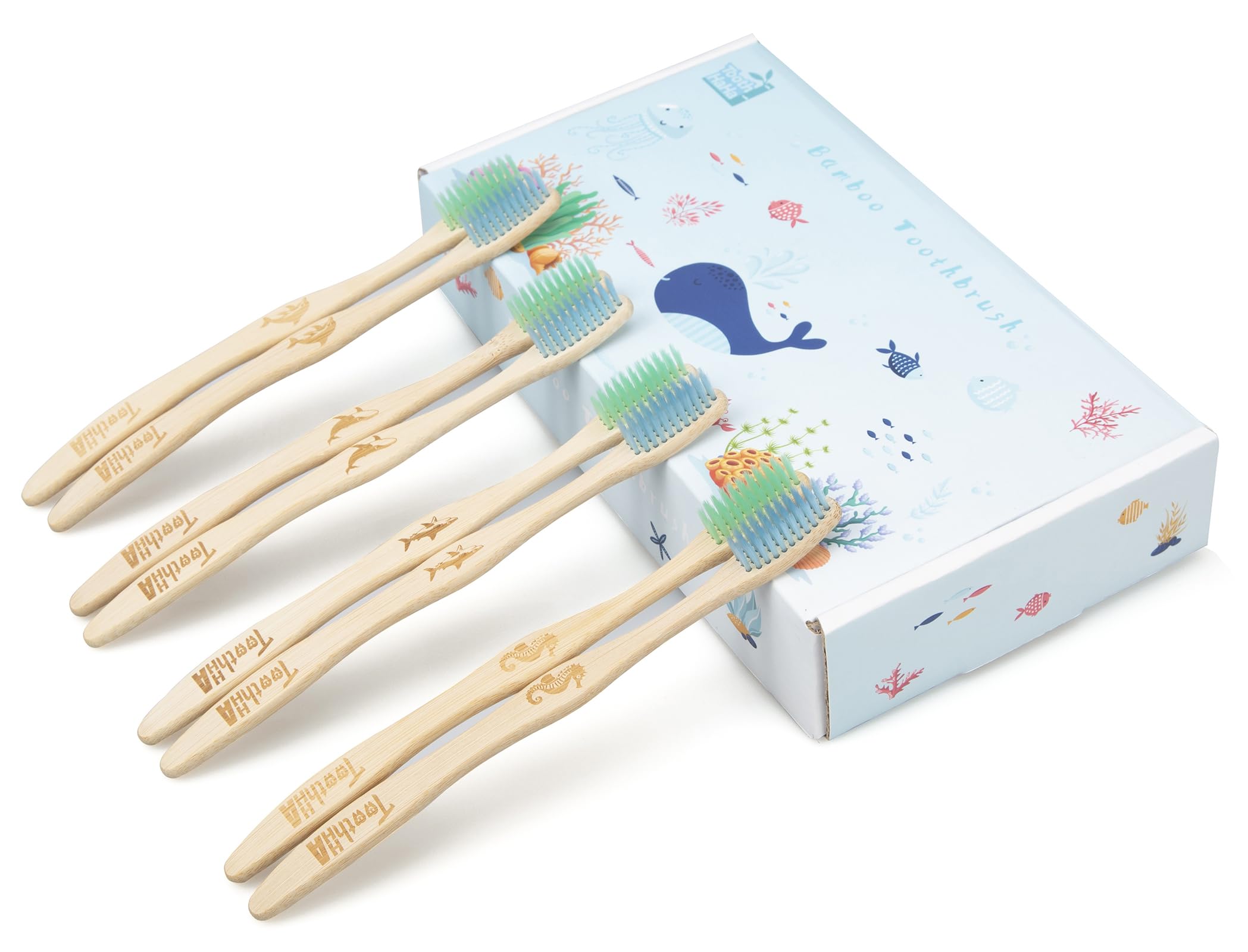 Bamboo Toothbrush Individually Sealed 8 Count, BPA-Free Soft Bristles Toothbrushes for Adults, Eco-Friendly, Natural Wooden Toothbrush