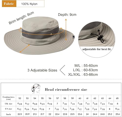 Miniatura 2 de TOP-EX De gran tamaño XL XXL para hombre cubo sombreros de sol cabeza grande Boonie Safari ala ancha impermeable UPF50+ Pesca