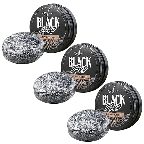 Barra inversa para cabello gris, 3 unidades, 1.94 oz, jabón negro para cabello gris, ingredientes naturales, barra de champú para cabello para