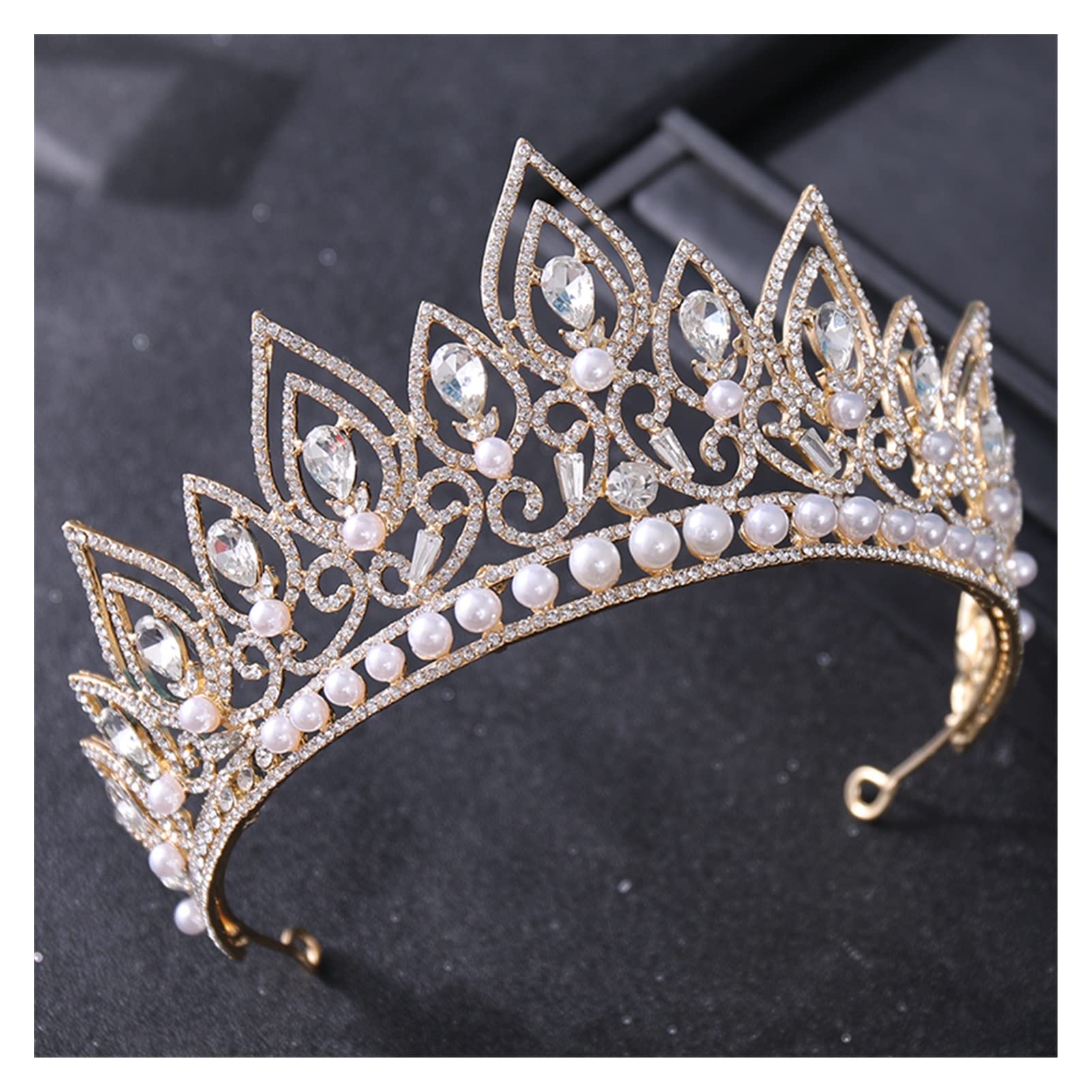 Barokowa kryształowa perła korony i tiary Party Rhinestone Prom Diadem kobiety ślubne akcesoria do włosów ozdoby biżuteryjne Tiara (kolor metalu: srebrny)