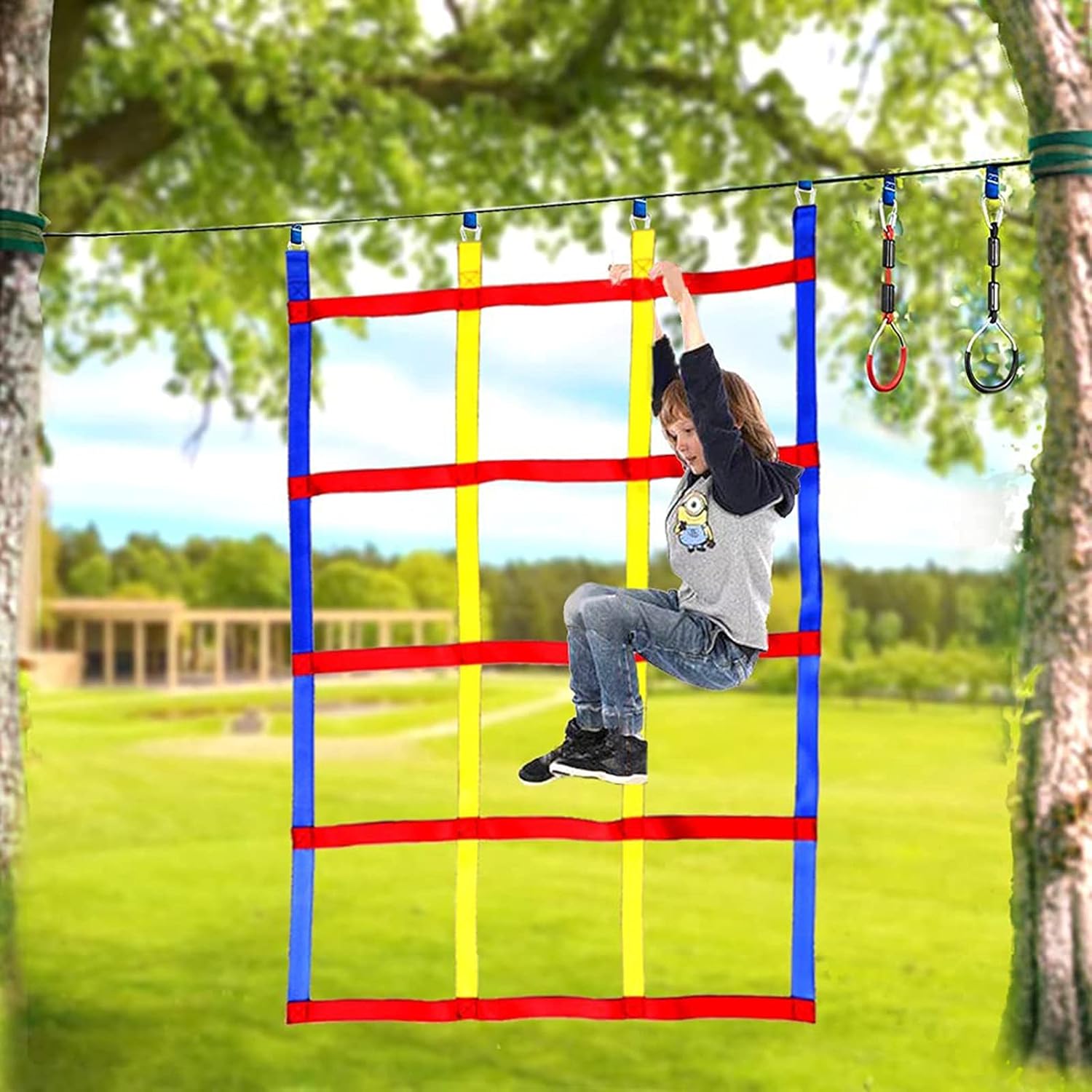 Safety Nets for Obstacles, Load Nets, Portable Climbing Net for Loading Ladder, 3.4 x 4.9 Feet, Cargo Strap Net, for Indoor and Outdoor Sports Training