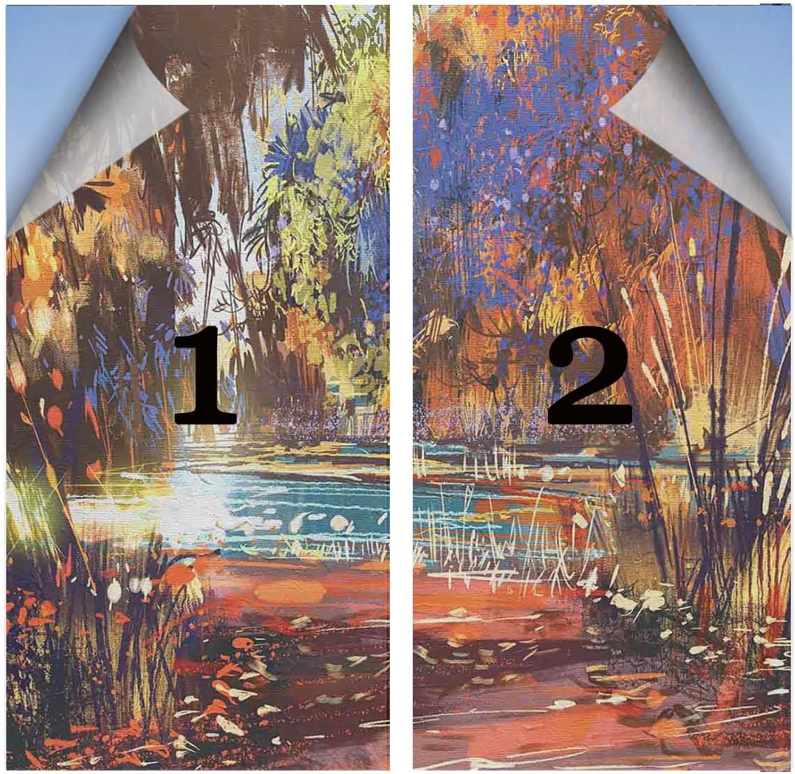 Window Film Sun Blocking Painting Nature Pond Privacy Window Film Frosted Glass Film