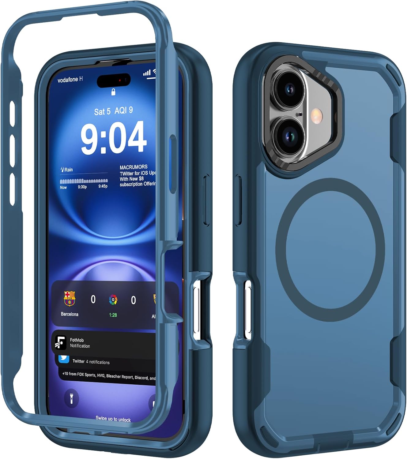 DEERLAMN Magnetic Shockproof Case for iPhone 16 6.1-Inch, [Compatible with MagSafe] [Military Grade Drop Protection] 2-Layer Durable Bumper Heavy Duty Protecive Phone Cover, Blue