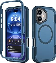 DEERLAMN Magnetic Shockproof Case for iPhone 16 6.1-Inch, [Compatible with MagSafe] [Military Grade Drop Protection] 2-Layer Durable Bumper Heavy Duty Protecive Phone Cover, Blue