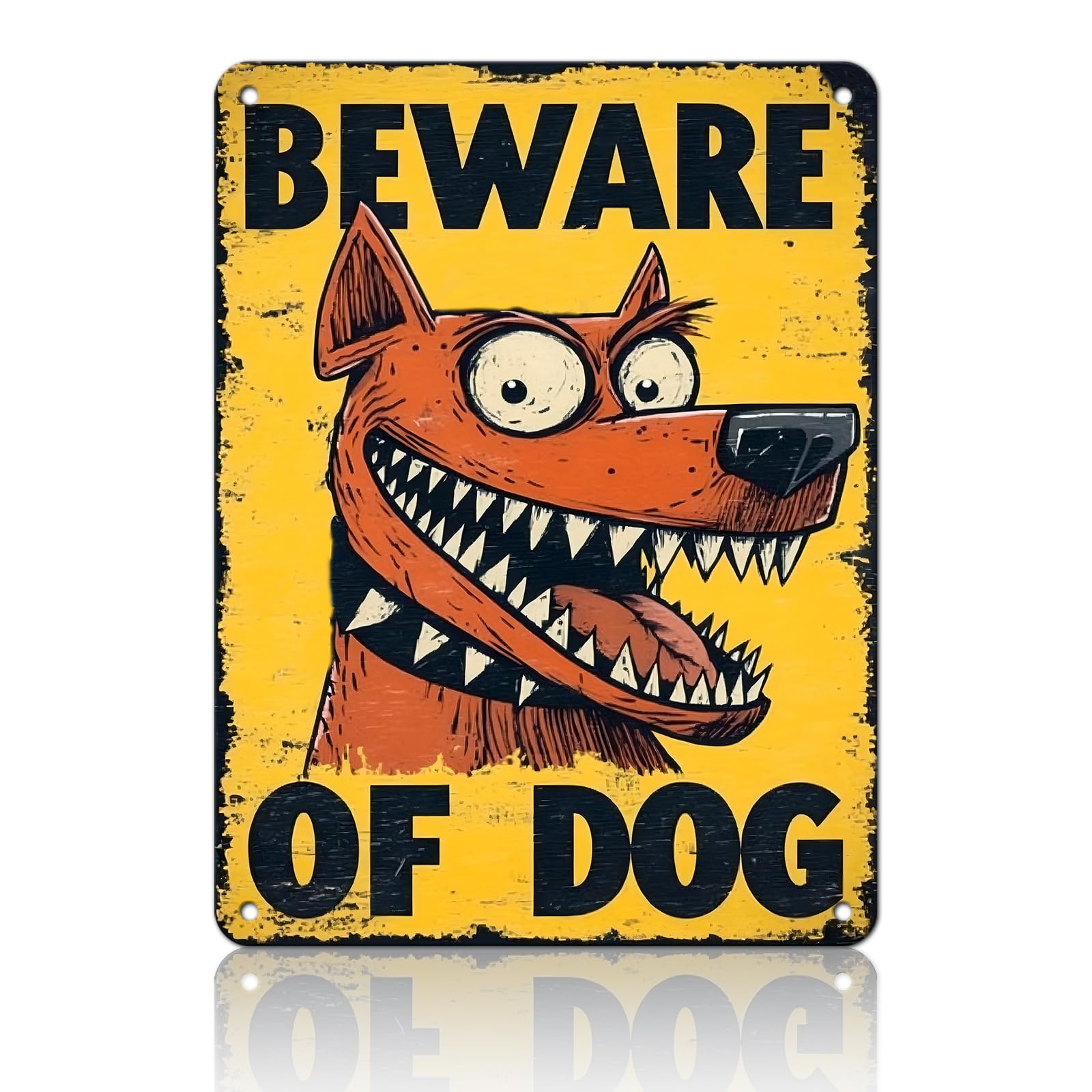 PEACHGARDEN Vintage Beware of Dog Metal Signs Funny Warning Tin Sign for Home & Bar Decor Retro Tin Wall Art for Kitchen Room Yard Kennel And Outdoor Spaces 12x16inch