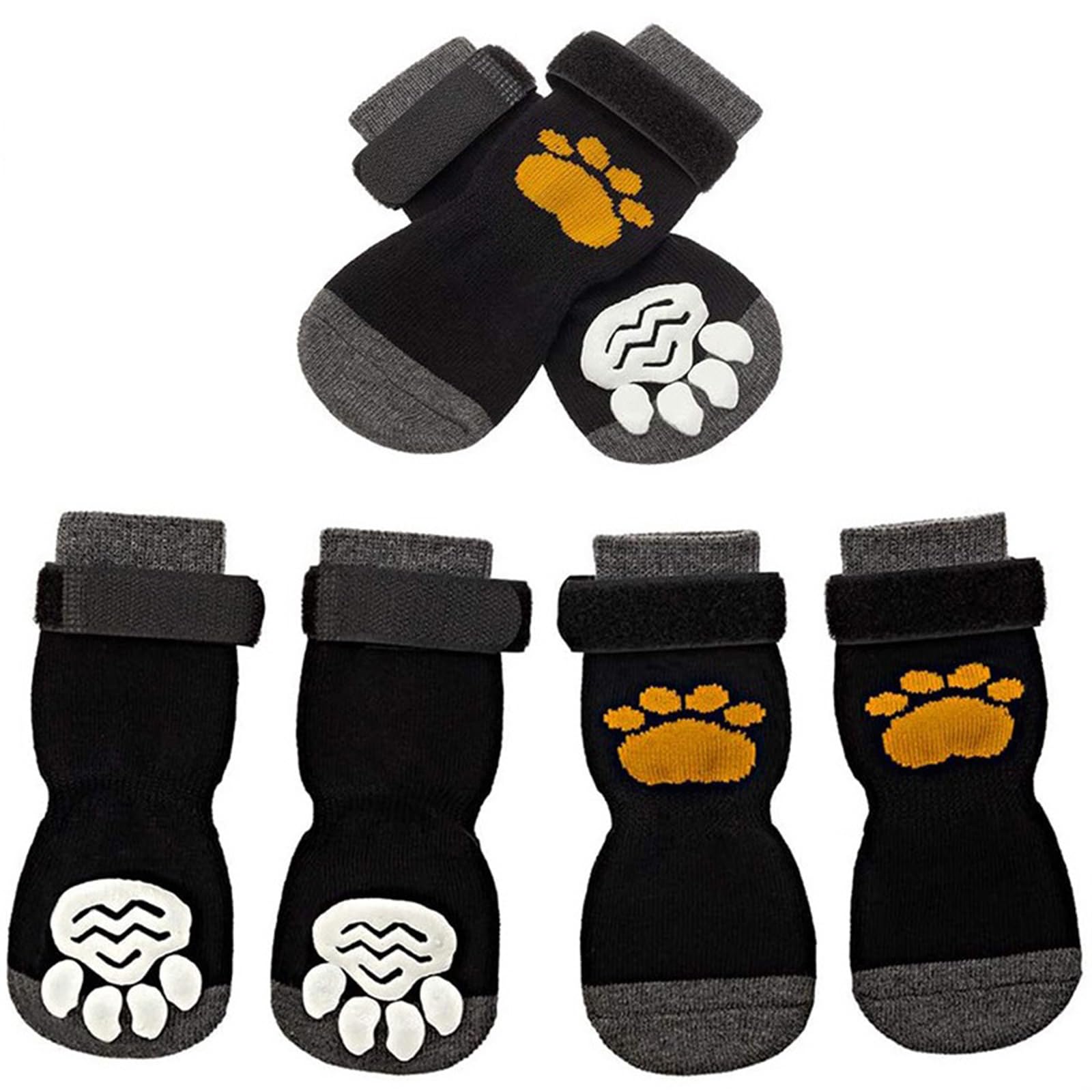 Calzini Antiscivolo per Cani con Cinghie Regolabili Protezioni per Zampe di Cane con Impugnature per Evitare Che Le Scarpe del Cane Lecchino O Scivolino,Nero,L