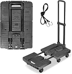 Heavy-Duty 500LB Capacity Hand Truck with One-Touch Retractable Handle & Extendable Plate, Portable Collapsible Dolly Cart with 4 Wheels w/Brakes Folding Luggage Cart for Travel/Home Use, Green