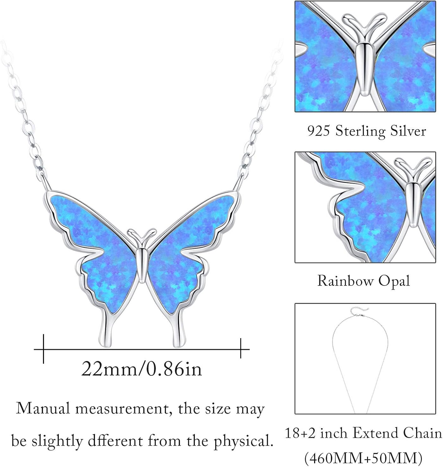 CUOKA MIRACLE Butterfly Necklace Sterling Silver Opal Butterfly Necklace for Women Butterfly Christmas Gifts for Girls - Image 4
