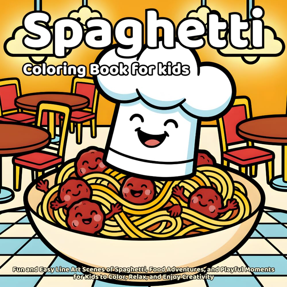 Spaghetti Coloring Book: Fun and Easy Line Art Scenes of Spaghetti, Food Adventures, and Playful Moments for Kids to Color, Relax, and Enjoy Creativity (Delicious Food Coloring Series)