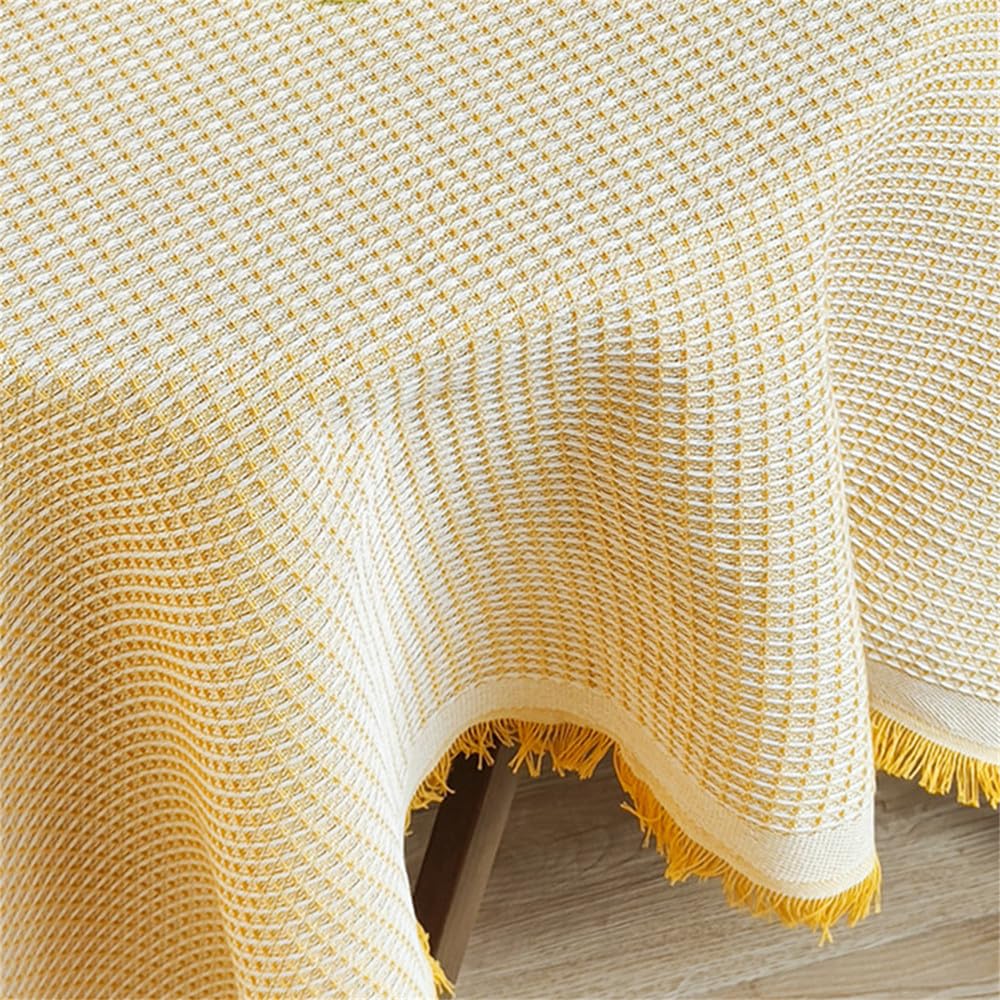 Tovaglia rotonda in cotone e poliestere tinta unita per picnic, coperta decorativa per feste all'aperto, beige, 180x230 cm