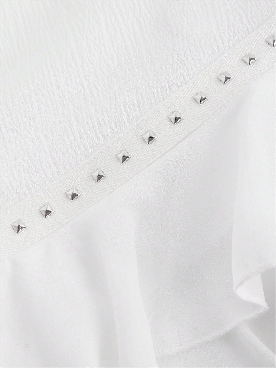 MakeMeChic Women's Layered Tiered Mini Skirt Lace Up Asymmetrical Studded Ruffle Hem Y2k Skirts