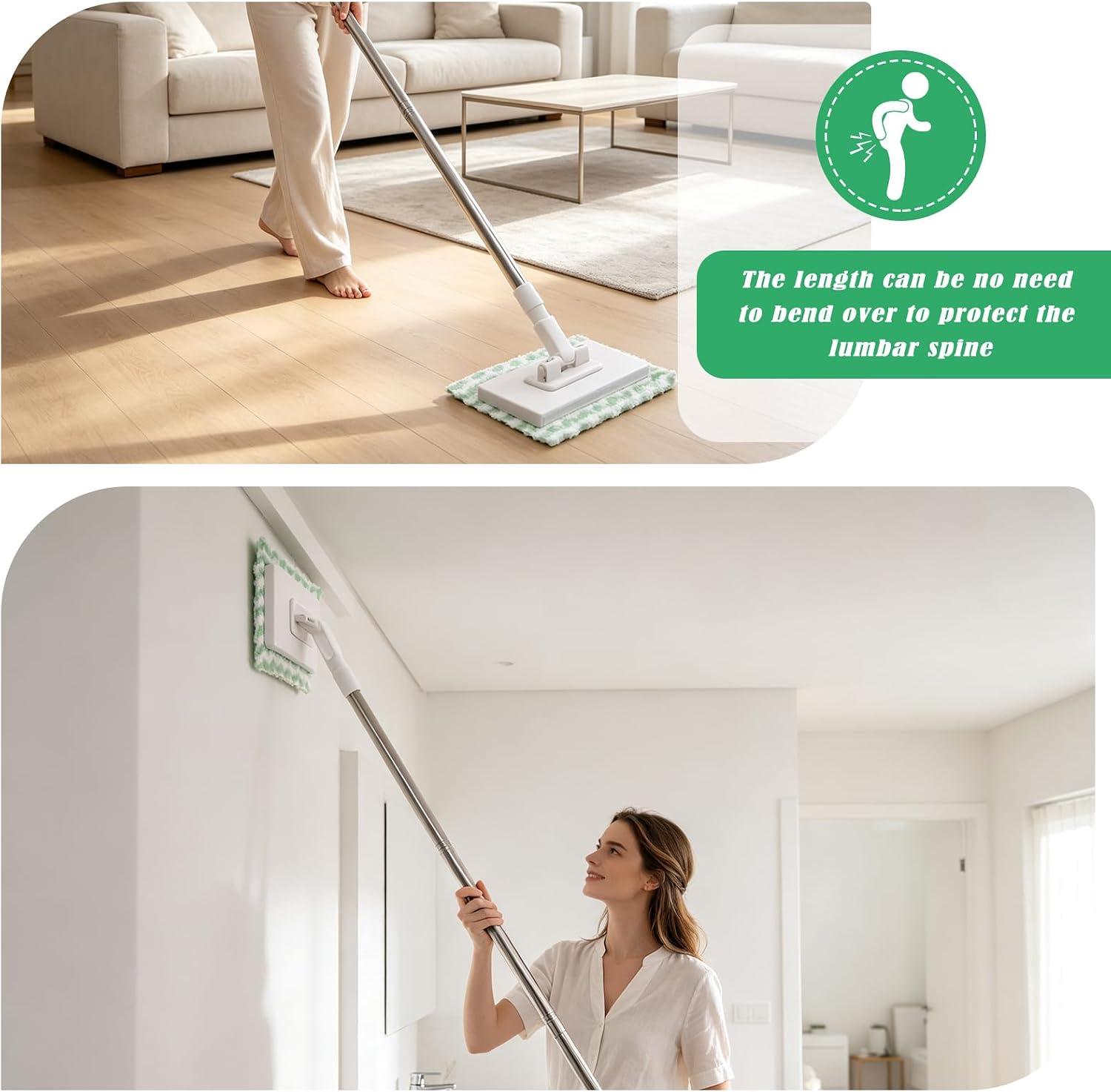 Mop z Zaciskiem Ciśnieniowym Mini Mop Bez Mycia Rąk z Automatycznym Zaciskiem z 10 Ściereczkami ze Zmianą Ściereczek Odpowiedni do Domu i Biura