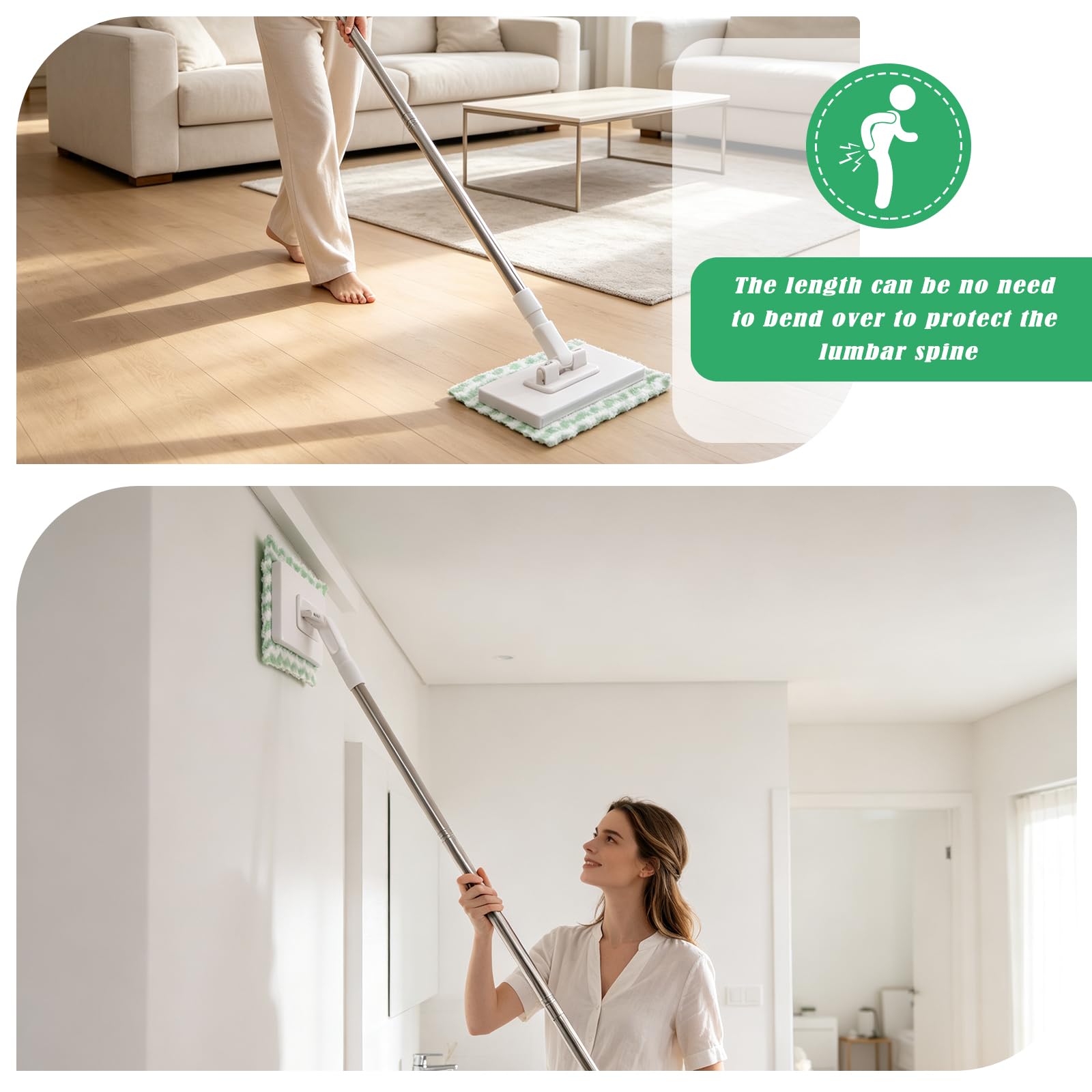Mop z Zaciskiem Ciśnieniowym, Mini Mop Bez Mycia Rąk, z Automatycznym Zaciskiem, z 10 Ściereczkami ze Zmianą Ściereczek, Odpowiedni do Domu i Biura
