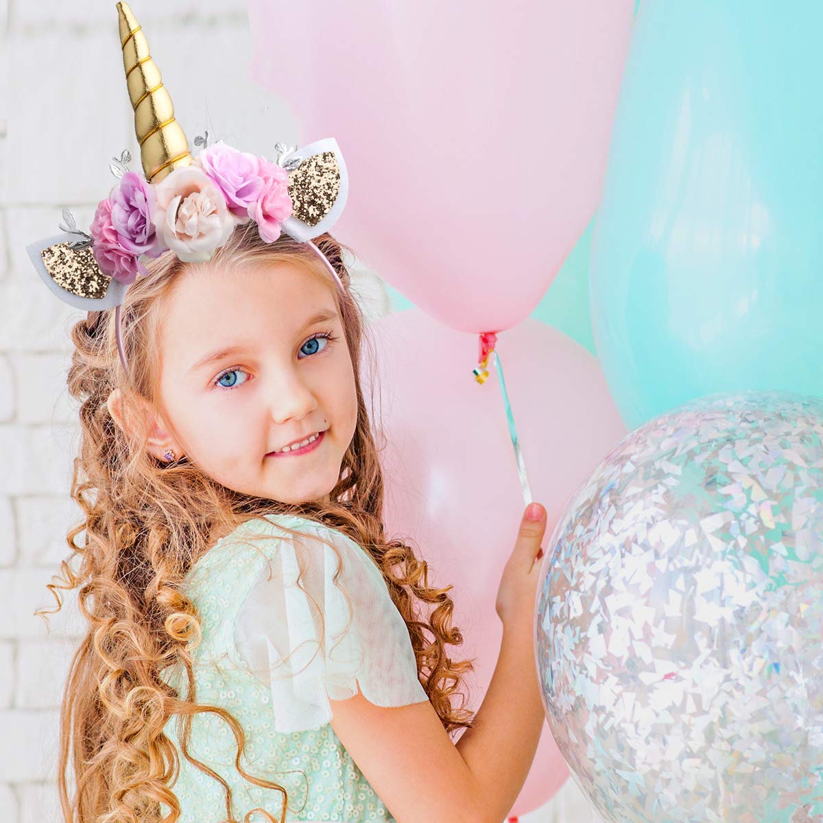 Unicorn Headband Gold Horn for Unicorn Party Supplies Flowers Cat Ear Head Bands by Ahier (Unicorn Headband) : Clothing, Shoes & Jewelry