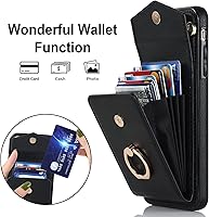 Vista 3 de Asuwish Funda de teléfono para iPhone XR 6.1 con protector de pantalla de vidrio templado y anillo de bloqueo RFID, tarjetero para celular iPhoneXR