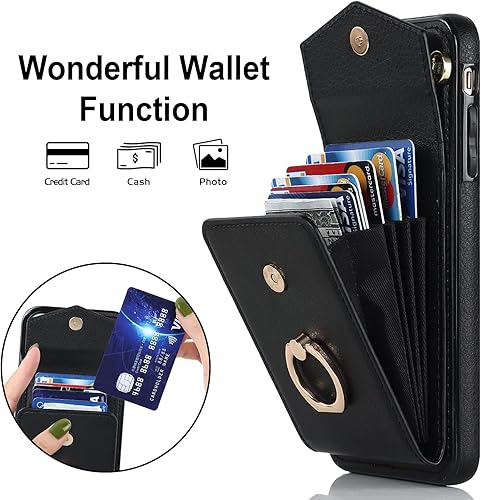 Miniatura 8 de Asuwish Funda de teléfono para iPhone Xs Max con protector de pantalla de vidrio templado y anillo RFID, soporte para tarjeta de crédito, accesorios