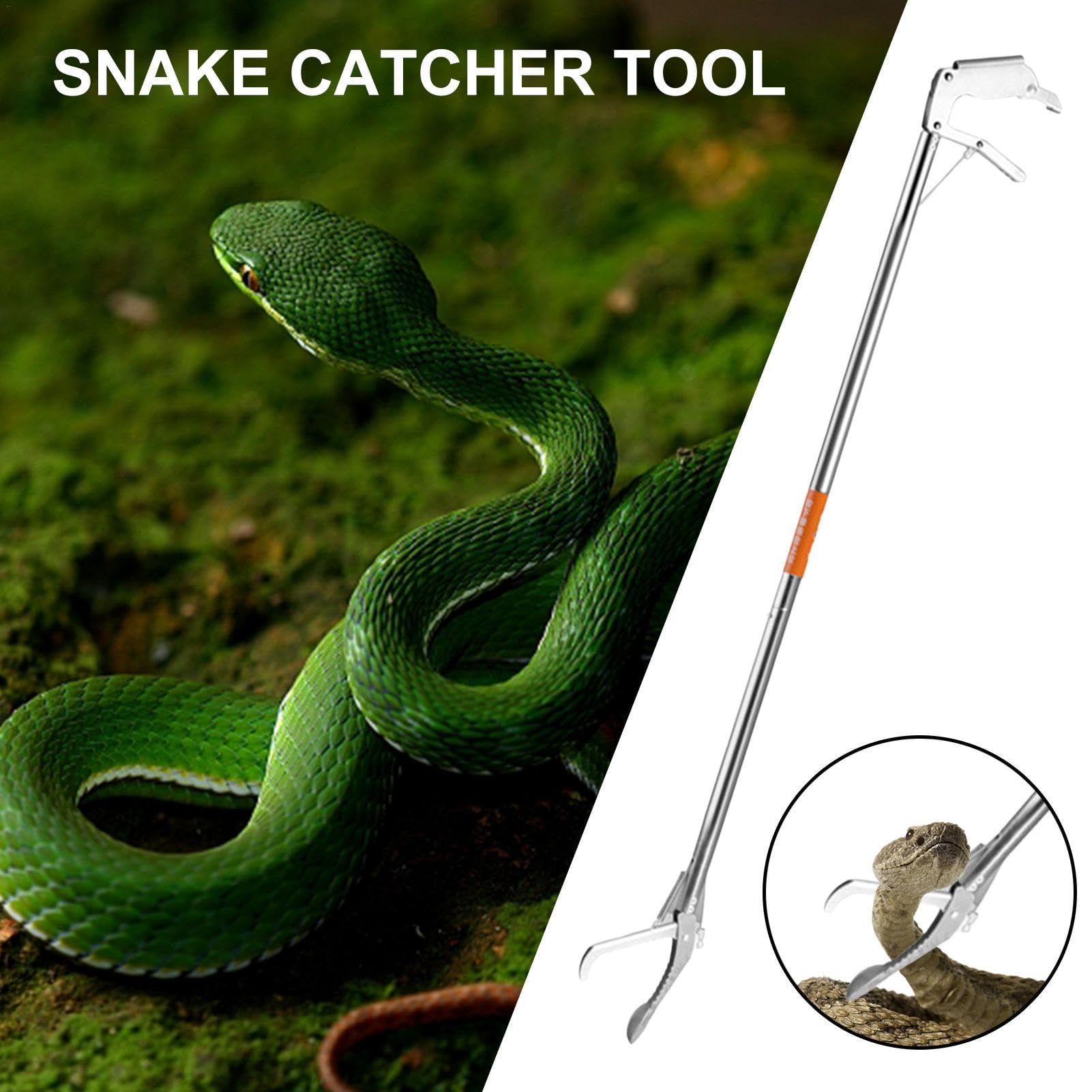 Lot de 1/2 pinces pour reptiles – Pince à serpent, tige allongée | Attrape-serpent pliable, serpents à clapet, outils de manipulation, crochet serpent, attrape-reptiles pour la randonnée, le camping
