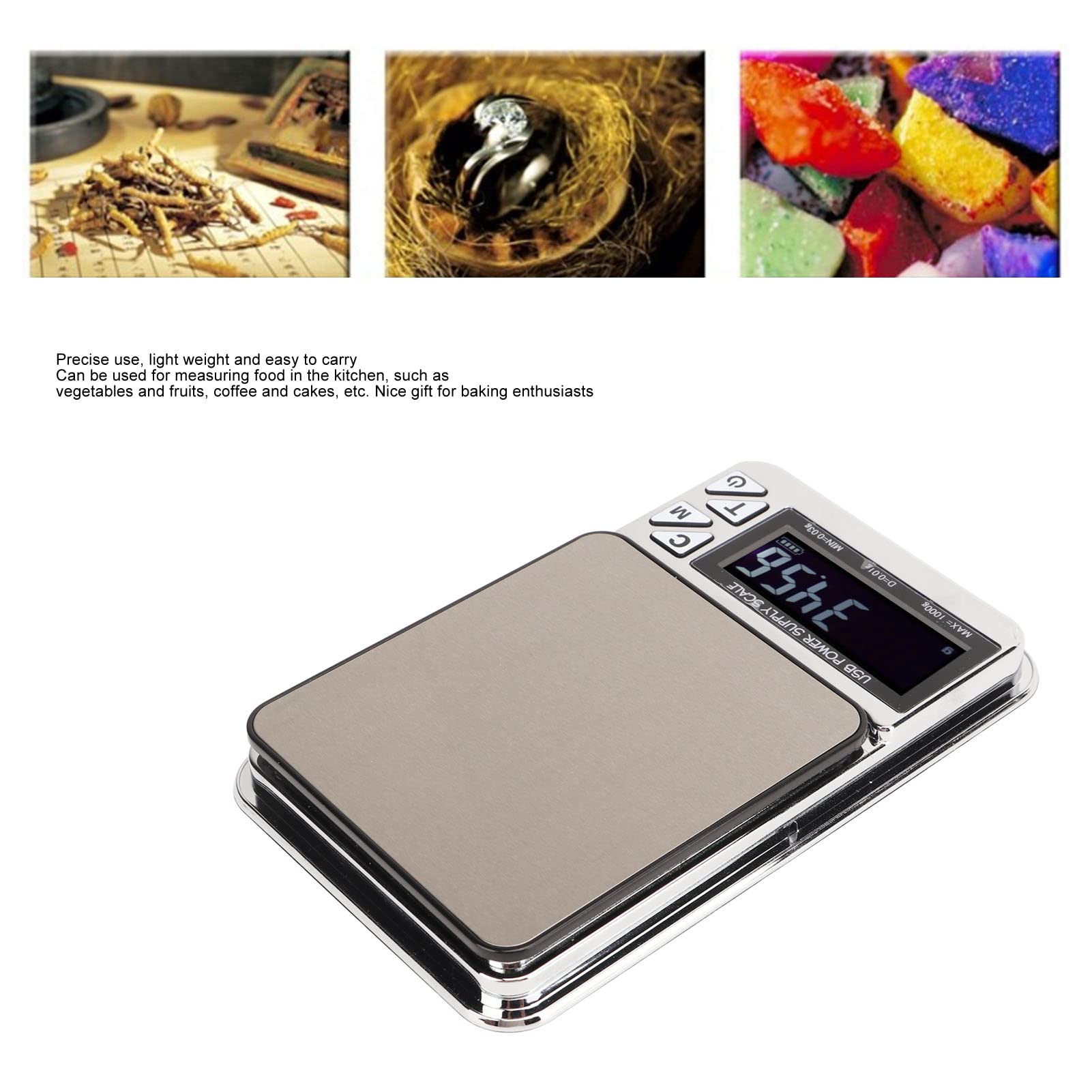 Balance Numérique Portable, 0.01g x 1000g USB Balance Electronique Plate Précise Mini Balance de Poche pour Bijoux en Or Objets de Collection Alimentation Herbes Café avec Sac de Stockage